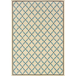Ivory/Blue Outdoor Area Rug (8'6 x 13')