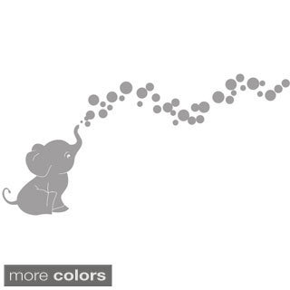 Cutie Elephant with Bubbles Vinyl Wall Decal Set (Option: Grey)