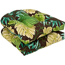 Pillow Perfect Outdoor Brown/ Green Tropical Seat Cushions (Set of 2)