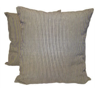 RLF Home Black Ticking Stripe Pillow (Set of 2)