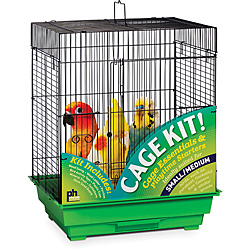 Prevue Pet Products Square Roof Bird Cage Kit Black & Green 91321