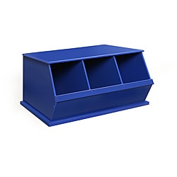 Three Bin Stackable Storage Cubby in Blue