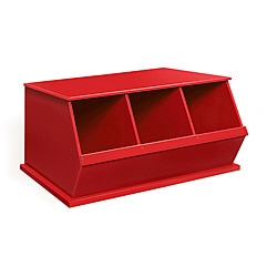 Three Bin Stackable Storage Cubby in Red