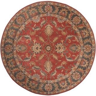 Hand-tufted Kiso Rust Traditional Border Wool Rug (8' Round)