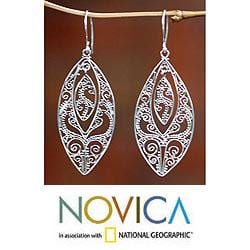 Sterling Silver 'Lace' Dangle Earrings (Indonesia)