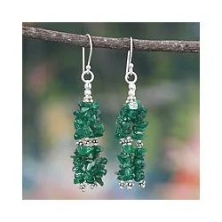 Sterling Silver 'Rejoice' Aventurine Waterfall Earrings (India)