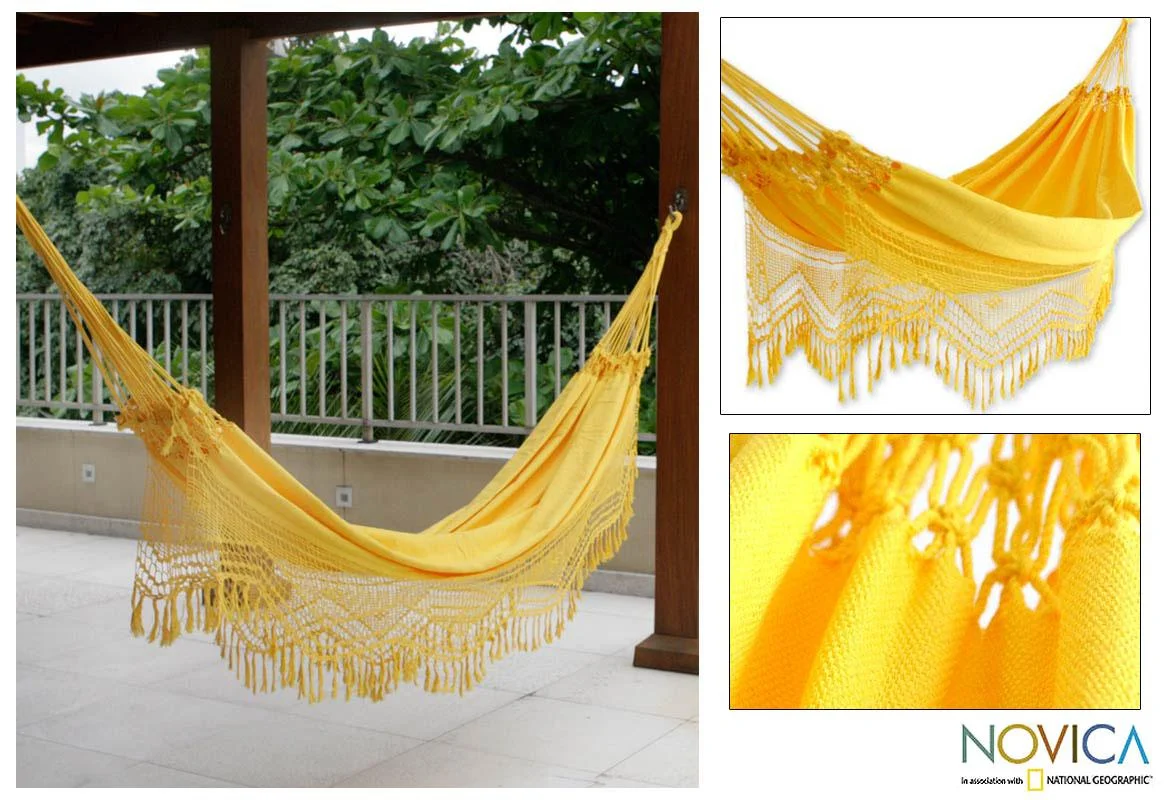 NOVICA Handmade Amazon Sun Cotton Hammock (Brazil) - 1.88 k