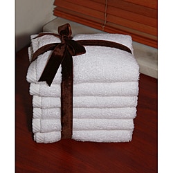 Authentic Hotel and Spa Plush Soft Twist Turkish Cotton White Washcloth (Set of 6)