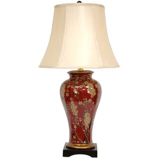 Floral Ecru Vase Lamp (China)