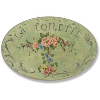 La Toilette Green with Flowers Oval Wall Plaque