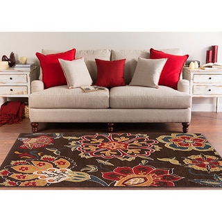 Meticulously Woven Contemporary Brown Floral Flitwick Rug (7'10 x 10')