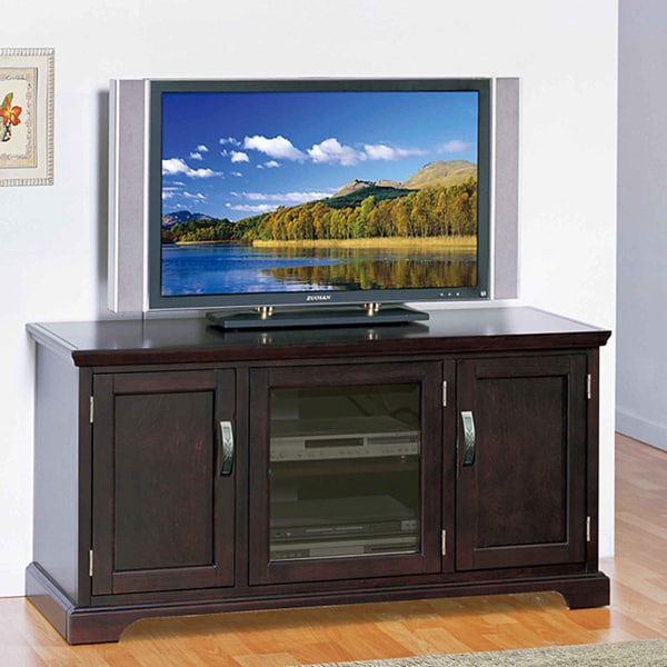 Leick Home Solid Wood Mission Oak Three Door TV Stand