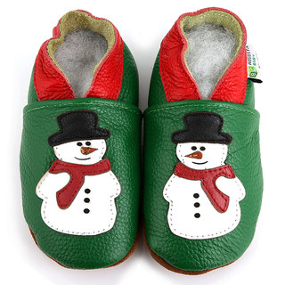 Snowman Soft Sole Leather Baby Shoes