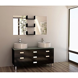 Design Element Wellington 55-inch Double Sink Bathroom Vanity Set with Vessel Sinks