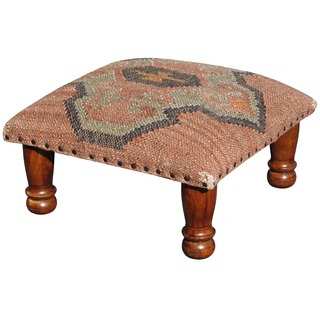 Handmade Kilim Square Footstool Ottoman (India)