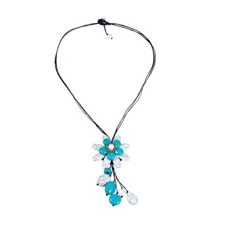 White and Blue Turquoise Floral Necklace (Thailand)