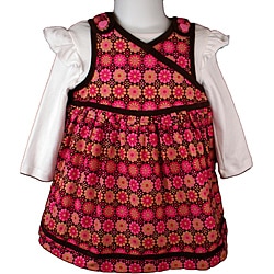 B. T. Kids Fuchsia Floral Print Jumper Dress