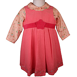 Laura Ashley Baby Girl's Pink Corduroy Jumper Dress Set