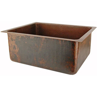 Premier Copper Products Hand-hammered Copper Undermount Single-basin Sink