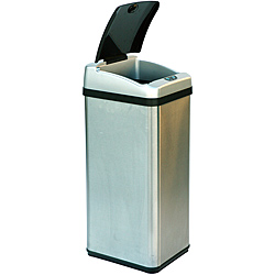 iTouchless 13-gallon Rectangular Extra-wide Stainless Steel Automatic Sensor Trash Can