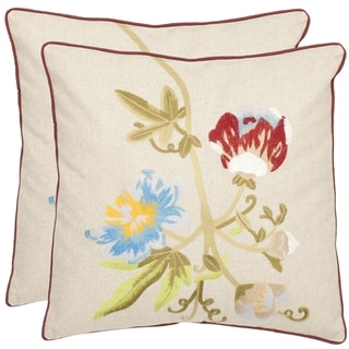 Safavieh Blossoms 18-inch Cream Decorative Pillows (Set of 2)