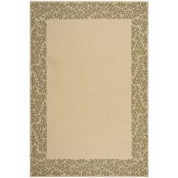 Safavieh Outdoor Floral Natural/ Green Rug Set (6'6 x 9'6 and 1'8 x 2'8)