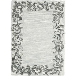 Safavieh Handmade New Zealand Wool Floral Border Silver Rug (2' x 3')