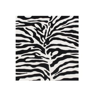 Alliyah Handmade Black/ Off-white Animal Print Pattern New Zealand Blend Wool Rug (6' x 6')