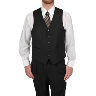 Adolfo Men's Solid Black 5-button Suit Separate Vest