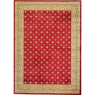 Dallas Formal European Floral Border Diamond Field Red, Beige, and Ivory Area Rug (7'10 x 9'10)