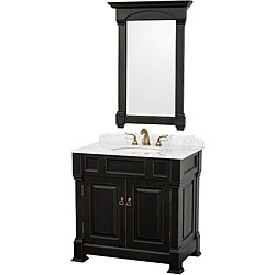 Wyndham Collection Andover Black Solid Oak 36-Inch Bathroom Vanity