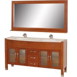 Wyndham Collection Daytona Cherry 63-Inch Solid Oak Double Bathroom Vanity