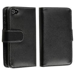 INSTEN Black Wallet Leather Phone Case Cover for Apple iPhone 4 AT&T/ Verizon