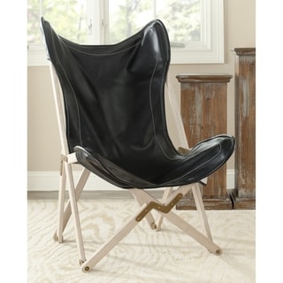 Safavieh Butterfly Black Bi-Cast Leather Folding Chair