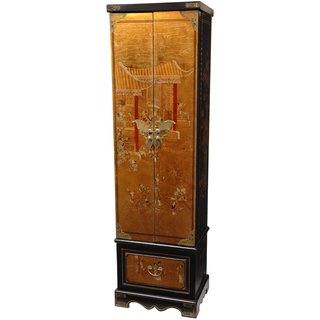 Gold Leaf Floor Jewelry Armoire (China)