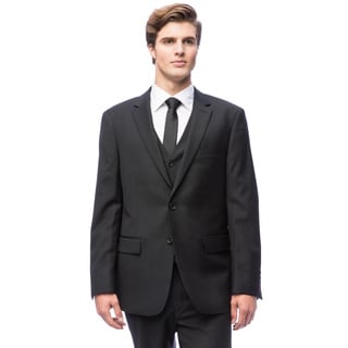 Men's Black Vested Wool Suit