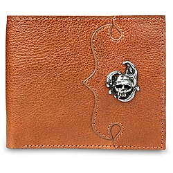 Zeyner Cognac Italian Leather Bifold Wallet with Handmade Hardware