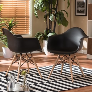 Pascal Black Plastic Mid-Century Modern Shell Chair (Set of 2)