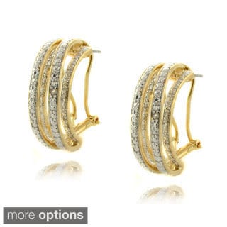 Finesque Gold or Silverplated Diamond Accent Semi-hoop Earrings