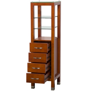 Wyndham Collection Cherry Solid Oak Tavello Linen Tower