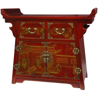 Wood Red Lacquer Village Life Altar (China)