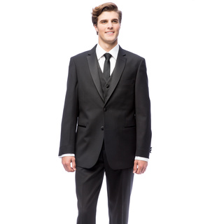Black Classic Fully Lined Two-buttoned Vested Tuxedo