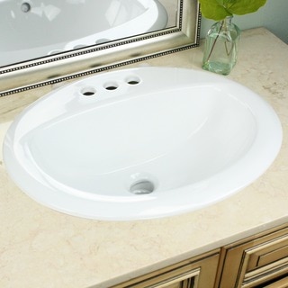 Highpoint Collection White Oval Porcelain Vitreous China Drop-in Vanity Sink