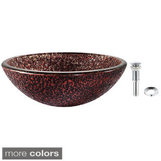 KRAUS Venus Glass Vessel Sink in Brown with Pop-Up Drain and Mounting Ring in Satin Nickel