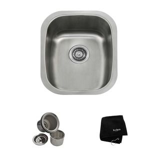 KRAUS 15-inch Undermount Single Bowl 18 Gauge Stainless Steel Bar Sink with NoiseDefend Soundproofing