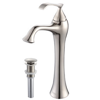 KRAUS Ventus Single Hole Single-Handle Vessel Bathroom Faucet with Matching Pop-Up Drain in Brushed Nickel