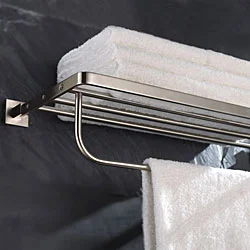 KRAUS Bathroom Accessories - Bath Towel Rack with Towel Bar in Brushed Nickel