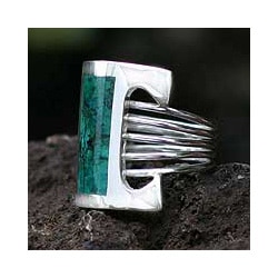 Sterling Silver 'Imagination' Chrysocolla Cocktail Ring (Peru)