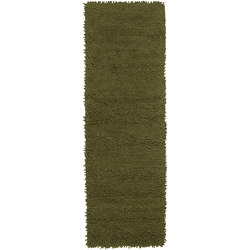 Hand-woven Green Continuum Colorful Plush Shag New Zealand Felted Wool Rug (4' x 10')
