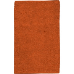 Hand-woven Hominem Rust Colorful Plush Shag New Zealand Felted Wool Rug (4' x 10')